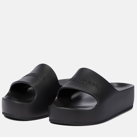 💯 New Original BALENCIAGA Logo rubber platform slides - Picture 3 of 11